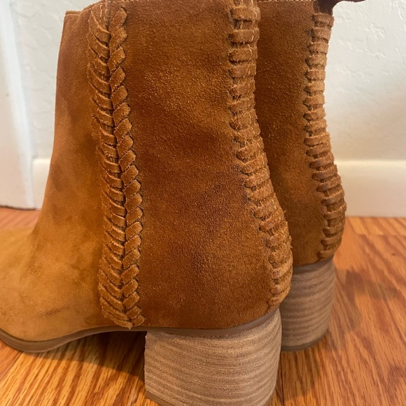 Brown suede booties. Cute stitching details, exceptional comfort. Never worn. - Picture 4 of 6